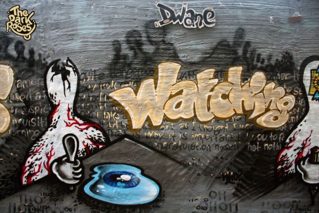 Detail: Who Is Watching Who? By DoggieDoe, Dwane and Onee by Motus - The Dark Roses - Stockholm, Sweden 18. October 2009